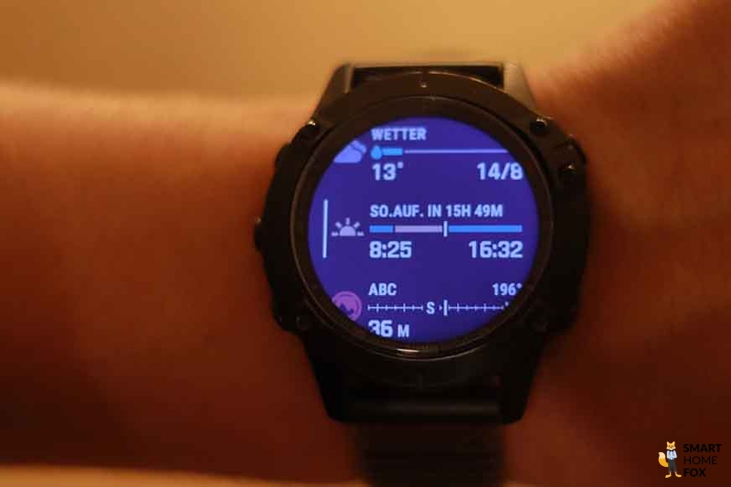 Приложение погоды на Garmin Fenix 6 Pro.
